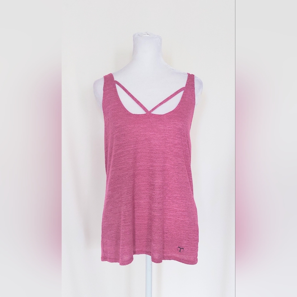 Trina Turk Strappy Knit Athletic Tank Top Shirt Purple Size Large